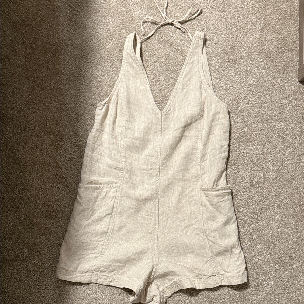 Athleta Cream Linen Romper